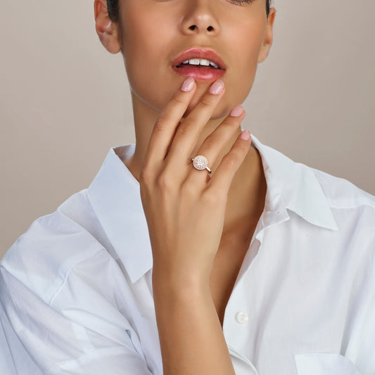 vDam Ring Zirkonia Halo Zilver Gerhodineerd 1338953 Maat 16½