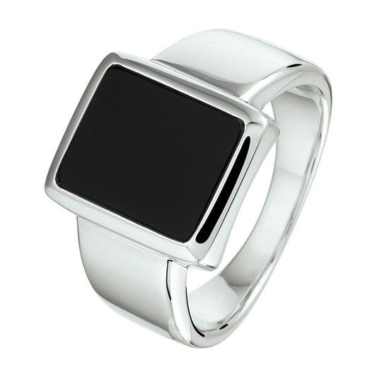 vDam Zegelring Onyx 12 X 10mm Zilver Gerhodineerd 1332898