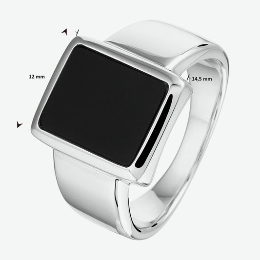 vDam Zegelring Onyx 12 X 10mm Zilver Gerhodineerd 1332906 Maat 22