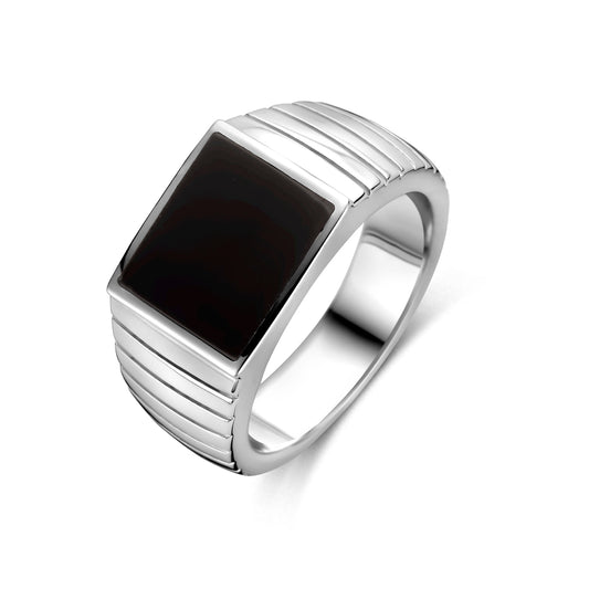 vDam Zegelring Onyx Zilver Gerhodineerd 1341629