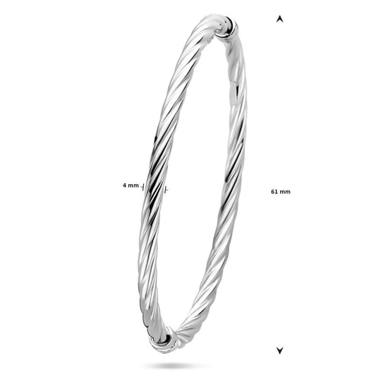 vDam Zilveren Gerhodineerde Gedraaide Armband met Scharniersluiting 1339682