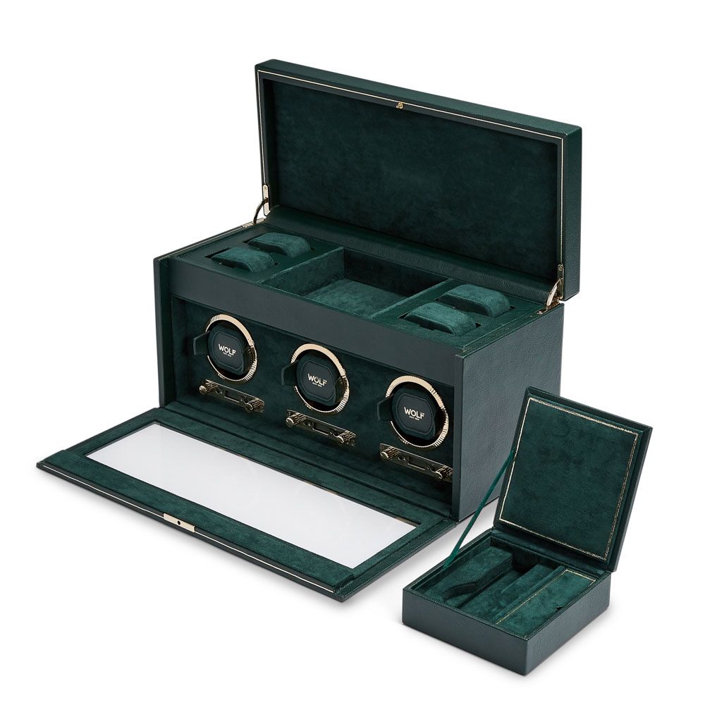 WOLF British Racing Driedubbele Horloge Opwinder met Opslag 792341 - Juwelier van Dam