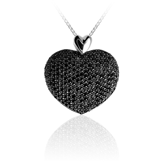 Zilveren Hart Hanger met Zwarte Zirconia P629Z