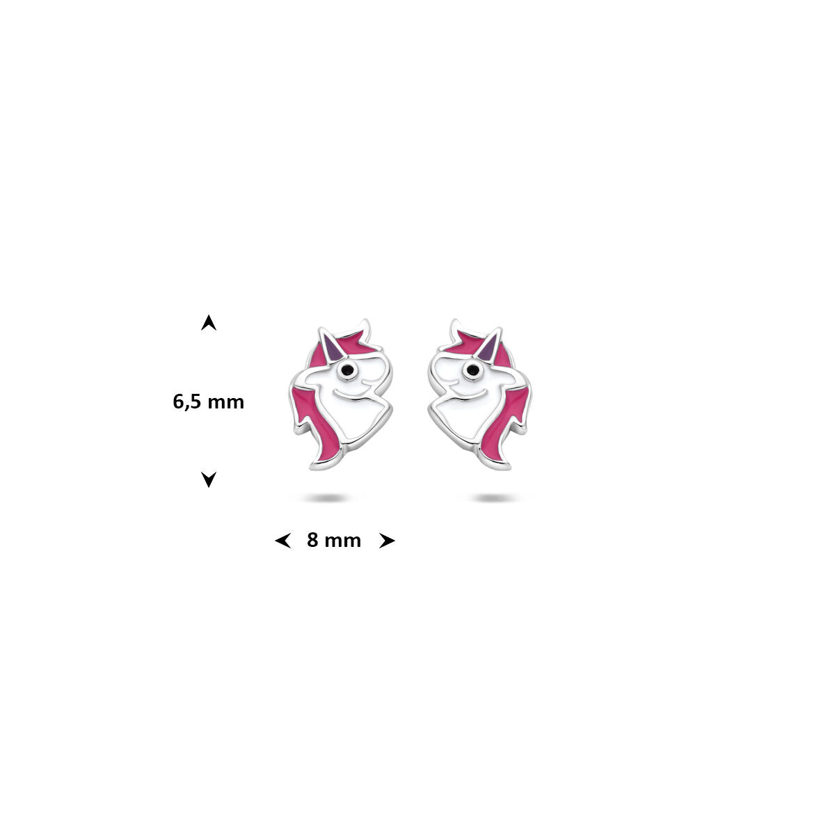 Zilveren Oorknoppen Emaille Eenhoorn 6,5 mm 1329128