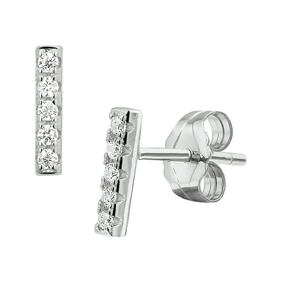 Zilveren Oorknoppen Balkje Zirkonia 8mm 1324561