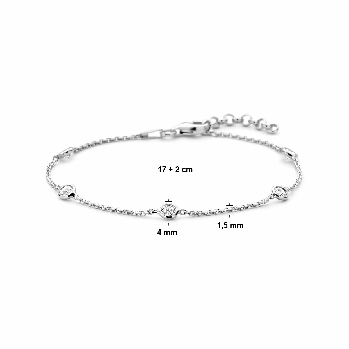 Zilveren Armband Zirkonia 17 + 2 cm 1327363