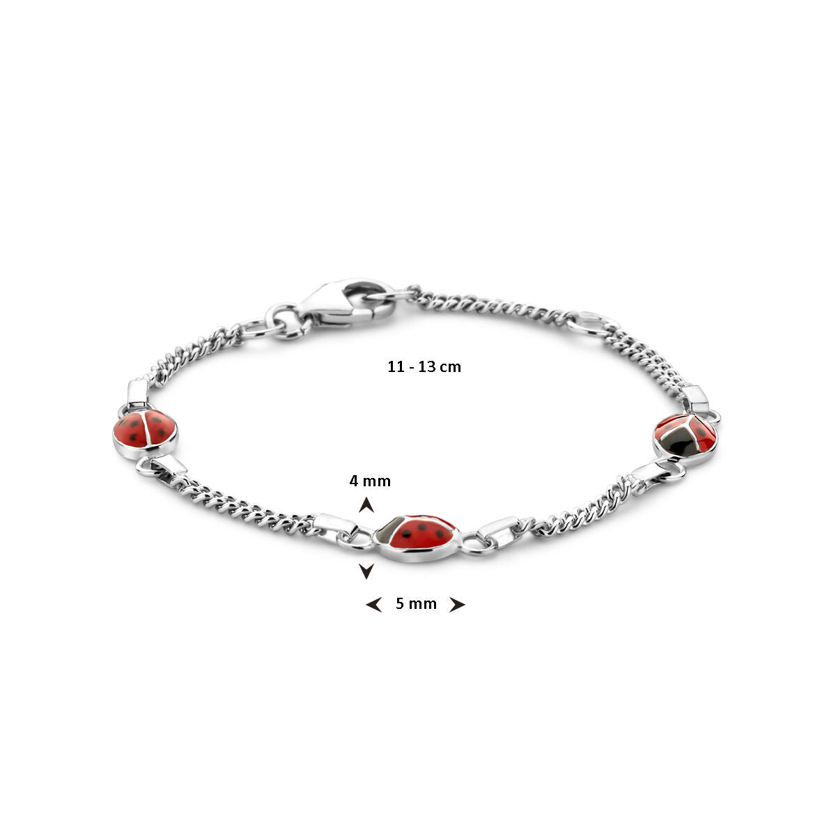 Zilveren Armband Lieveheersbeestje Emaille 11 - 13 cm 1337159
