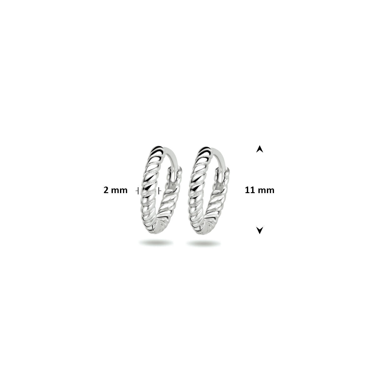 Zilveren klapoorringen gedraaid 11 mm 1340408