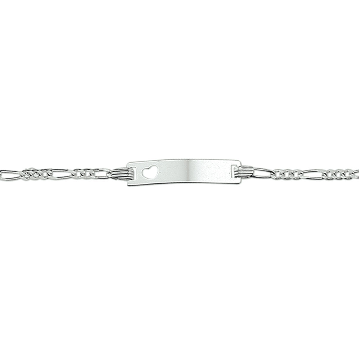 Zilveren Graveerarmband Hart Figaro Plaat 4,2 mm 9 - 11 cm 1327365