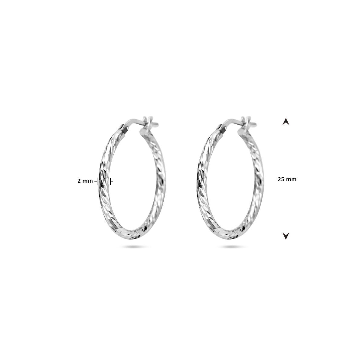 Zilveren Oorringen Gediamanteerd 2,0mm 25mm 1337980