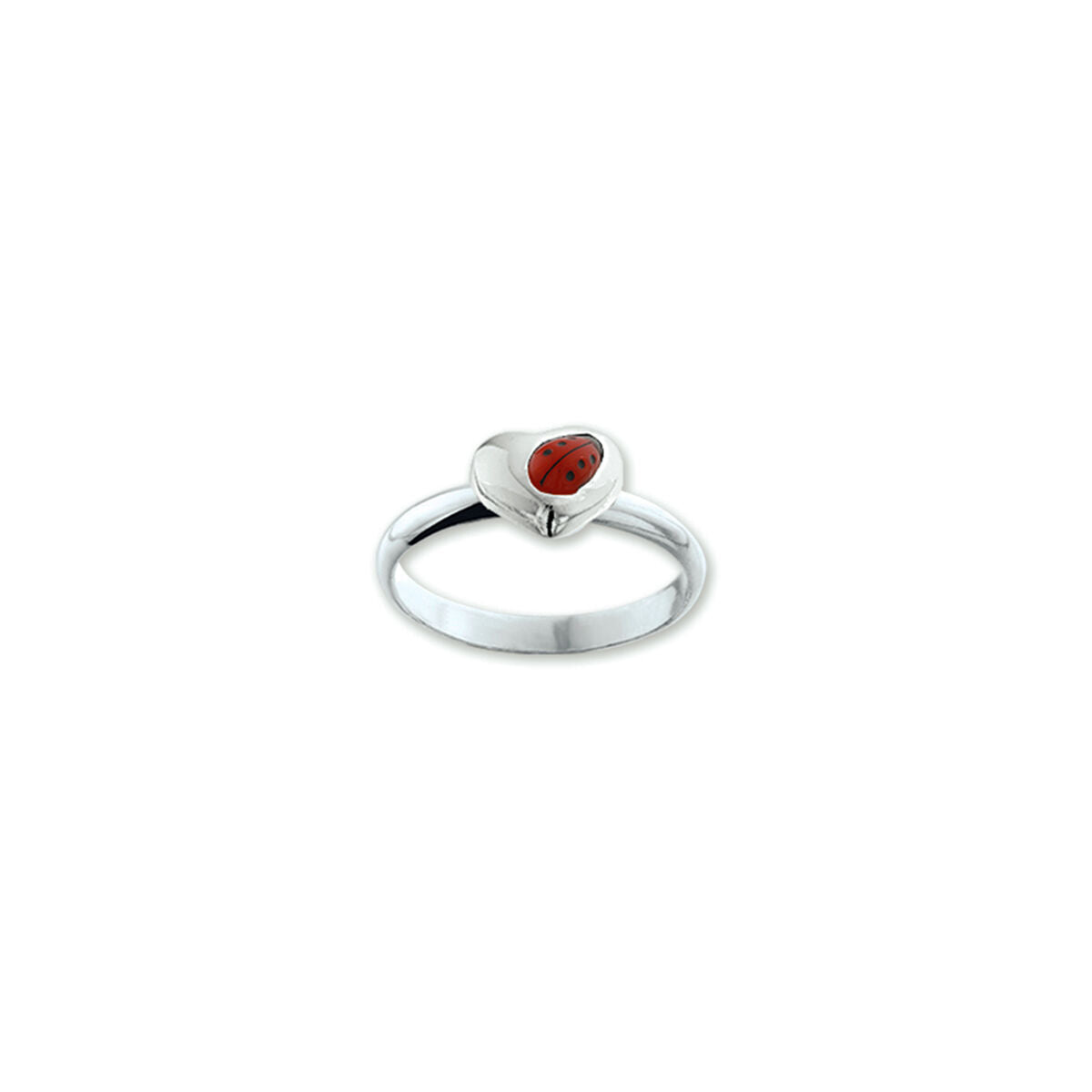 Zilveren Ring Lieveheersbeestje Hart Emaille 1322452