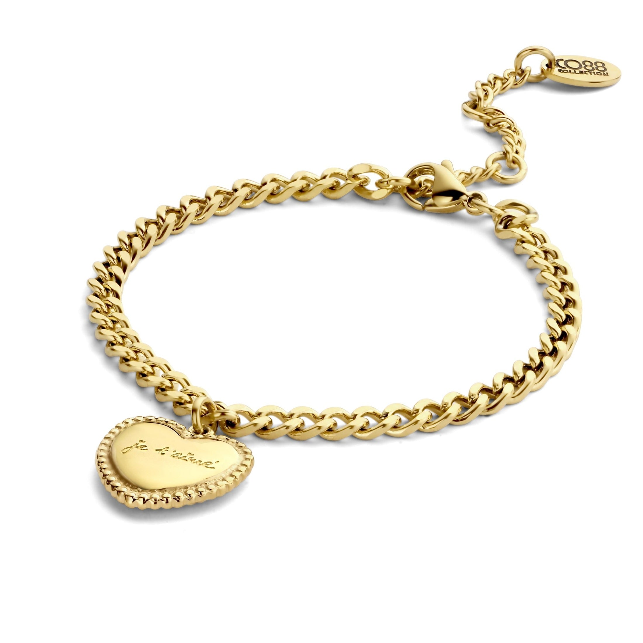CO88 Collection Stalen Armband Goud met Hart 8CB-90744