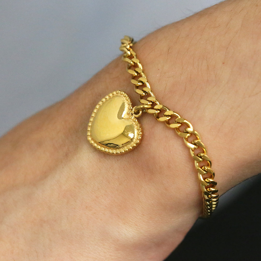 CO88 Collection Stalen Armband Goud met Hart 8CB-90744