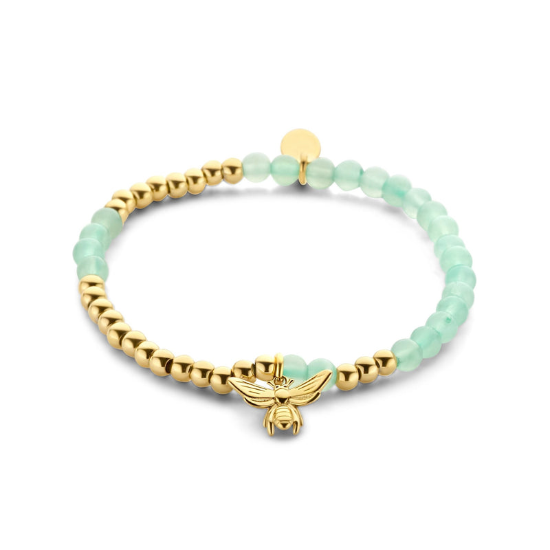 CO88 Collection Stalen Armband Groen en Goud met Bij 8CB-90840