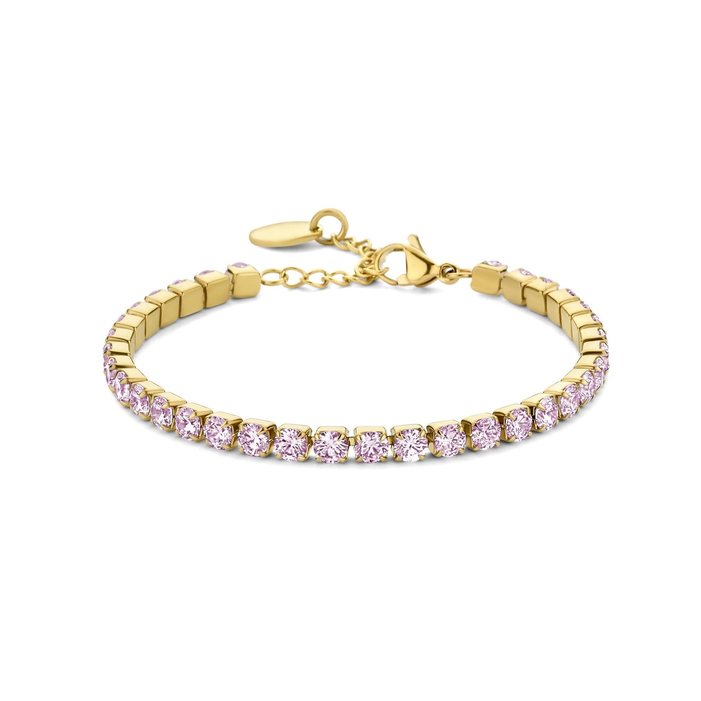 CO88 Collection Stalen Tennisarmband Goud met Zirkonia's 8CB-91215