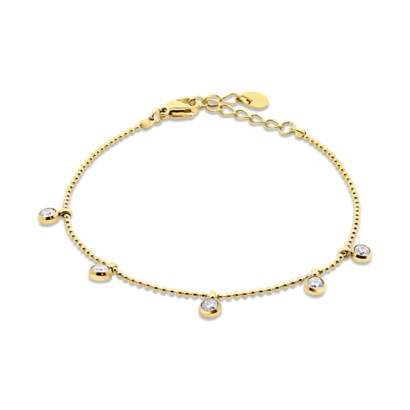 CO88 Collection Stalen Armband Goud met Zirkonia's 8CB-91349