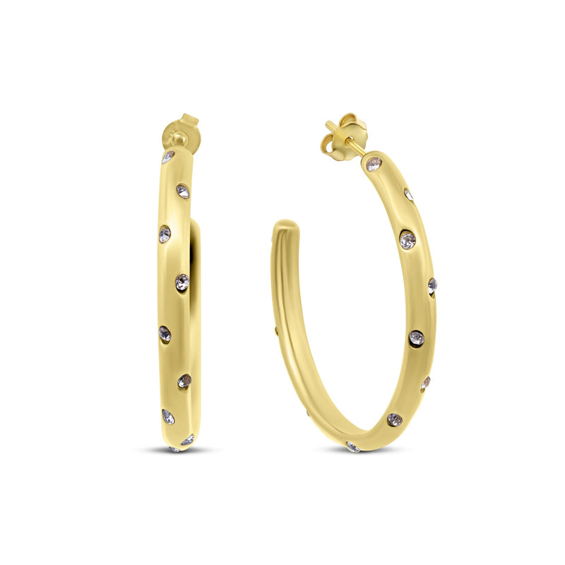 CO88 Collection Stalen Oorhangers Goud met Zirkonia's 8CE-70591