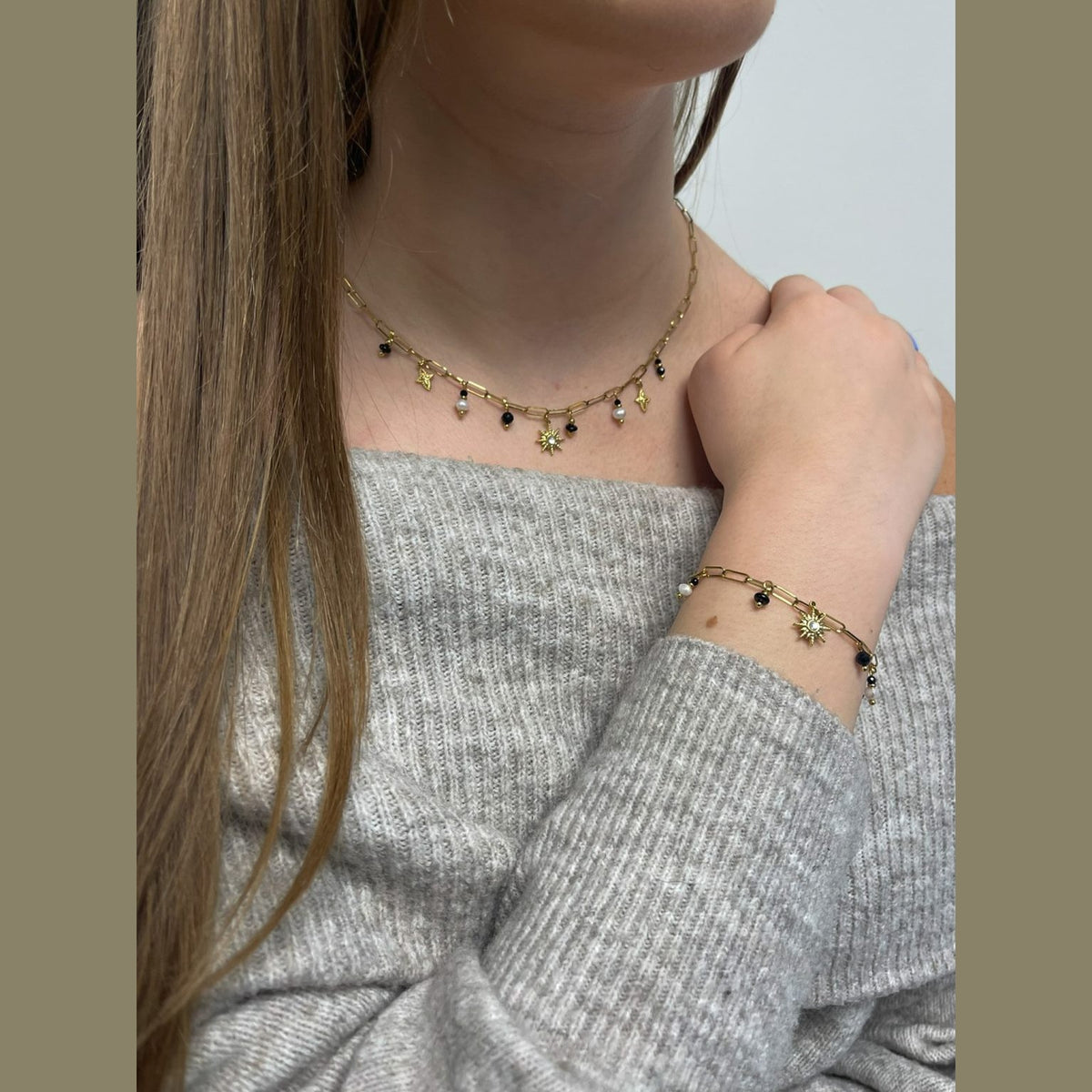 CO88 Collection Stalen Ketting Goud met Bedels 8CN-26460