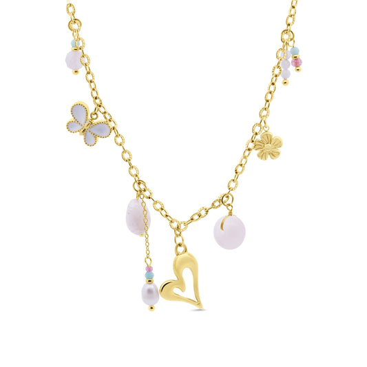 CO88 Collection Stalen Ketting Goud met Bedels 8CN-26461