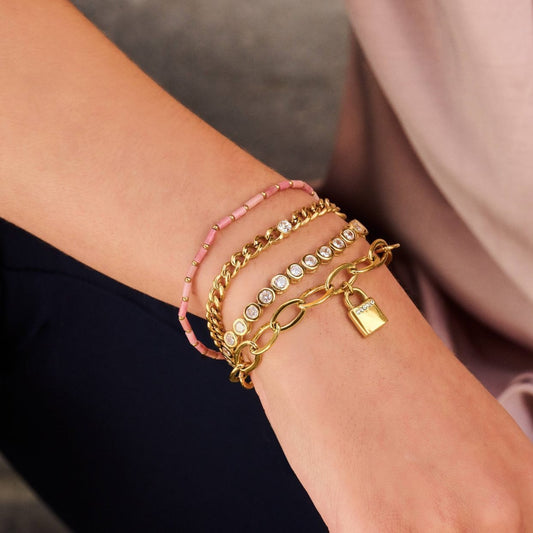 CO88 Collection Stalen Armband Blauw en Goud 8CB-90922