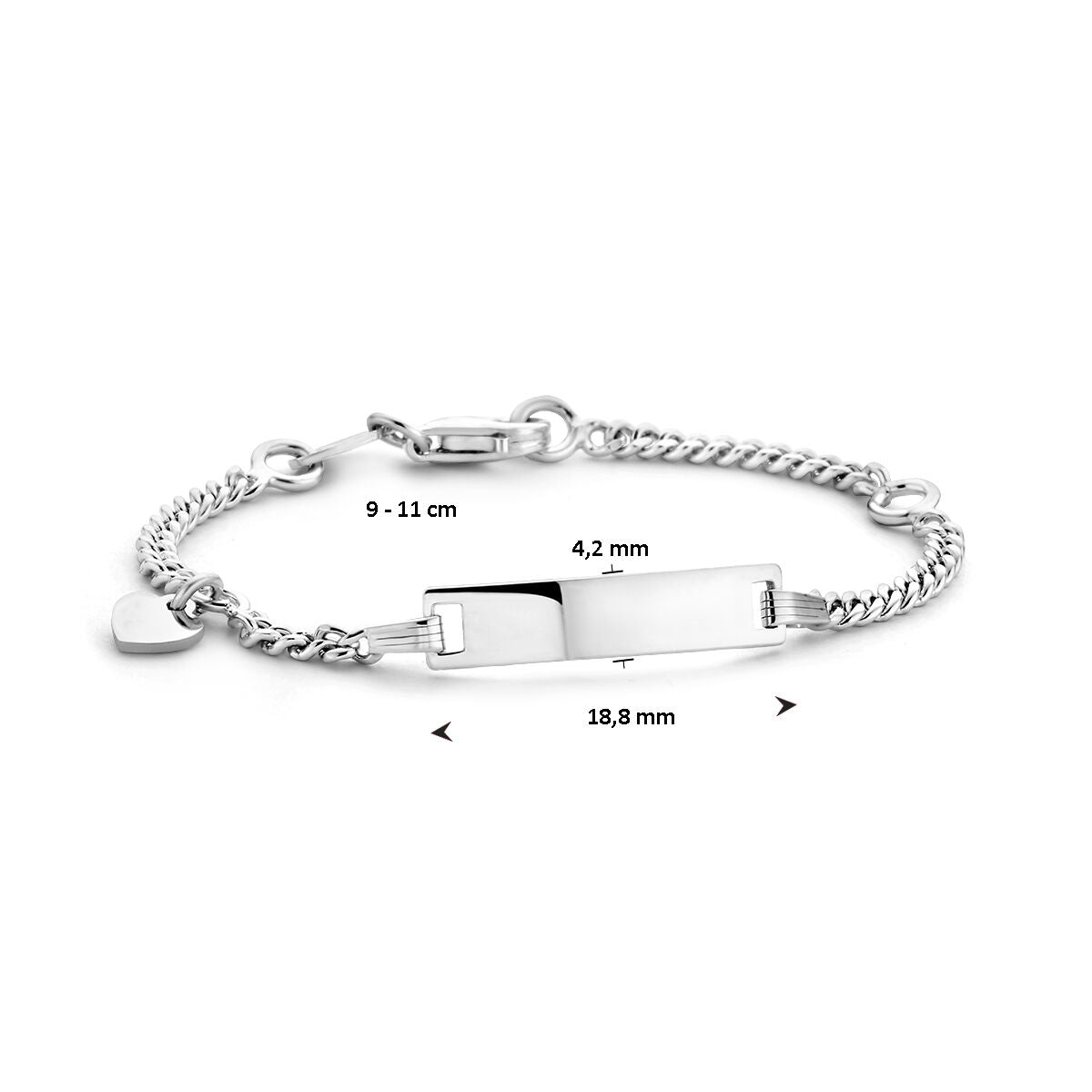 Zilveren Graveerarmband Hart Plaat 4,2 mm 1327372