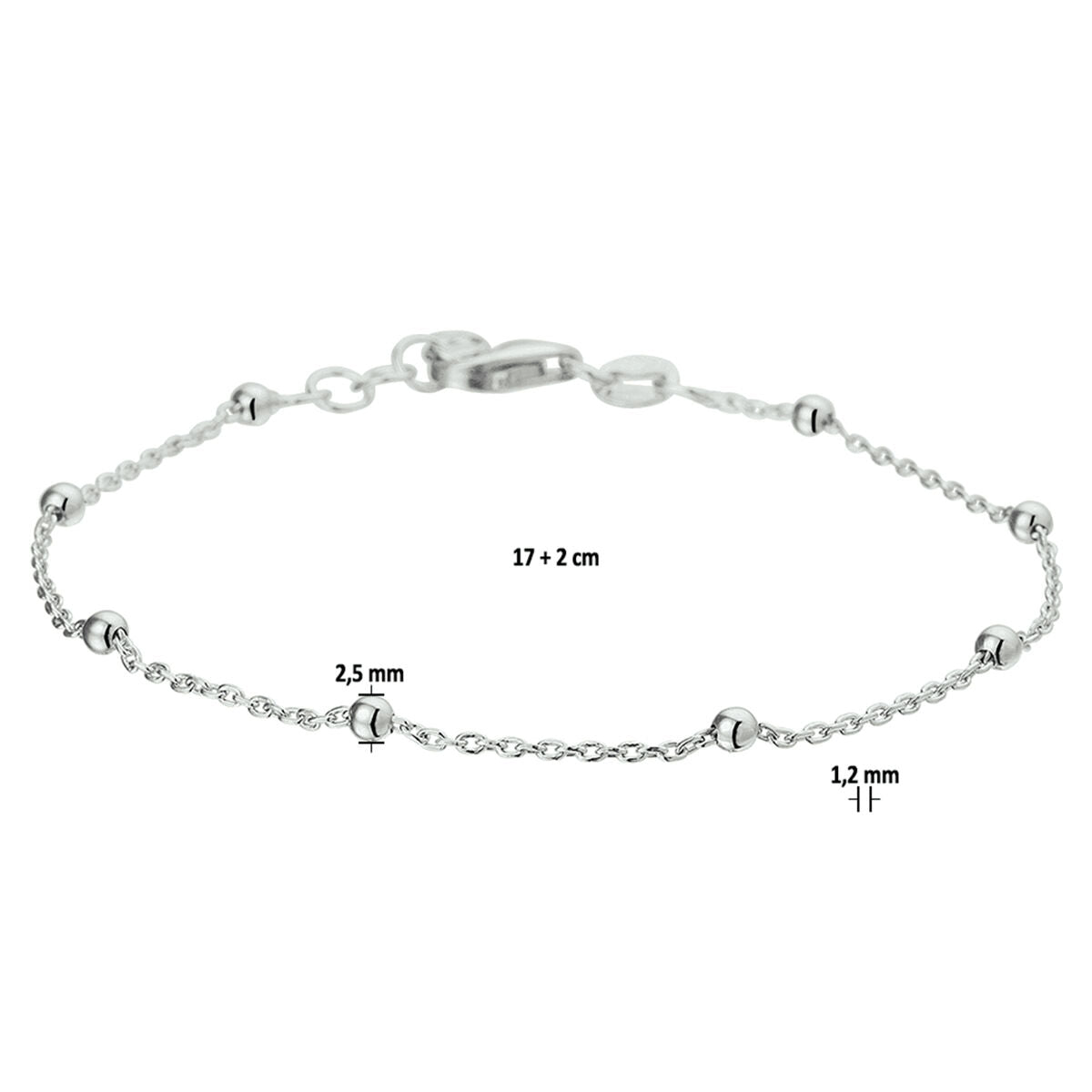 Zilveren Armband Bolletjes 1,2 mm 17 + 2 cm 1327357