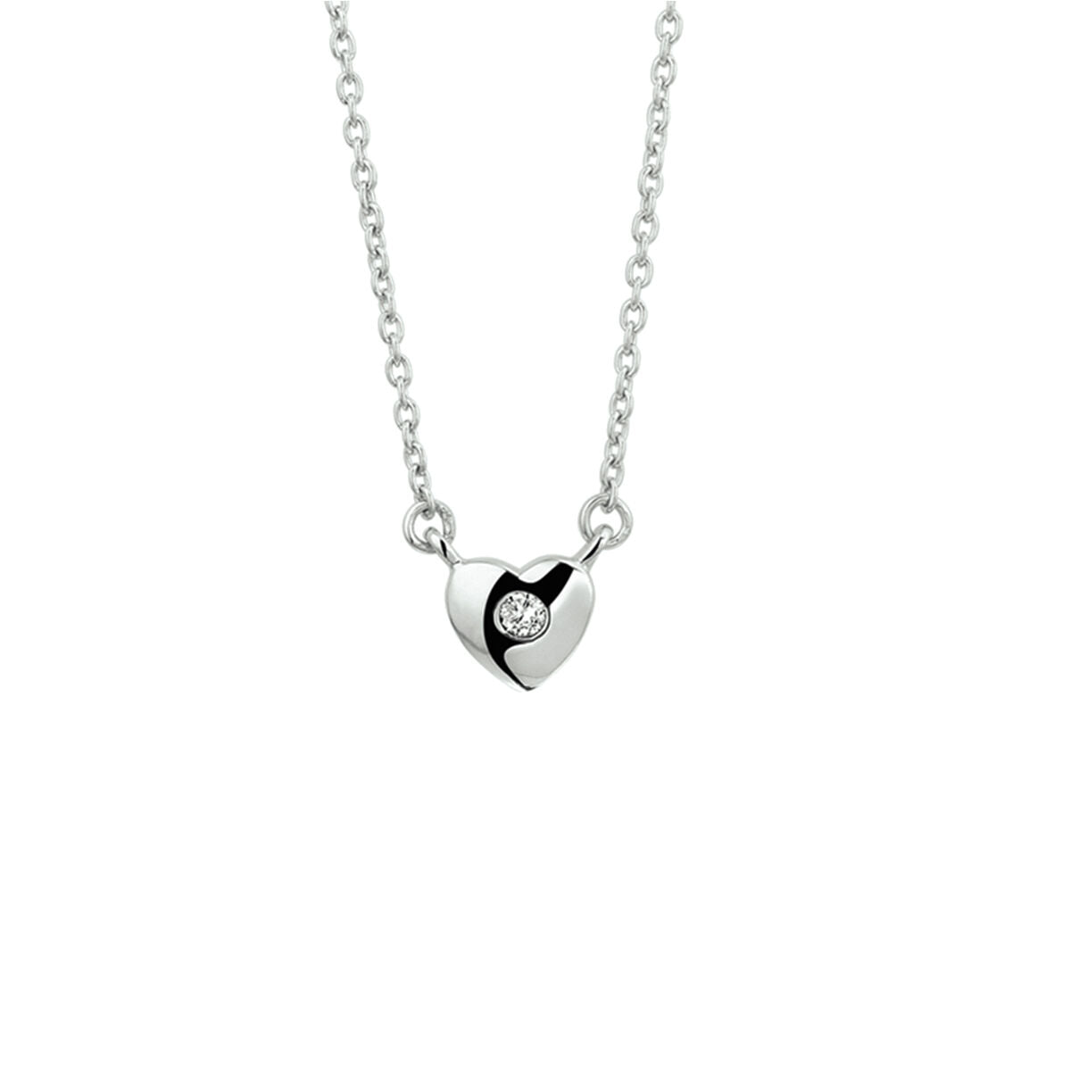 Zilveren Collier Hart en Zirkonia 1,5 mm 36 + 4 cm 1322394
