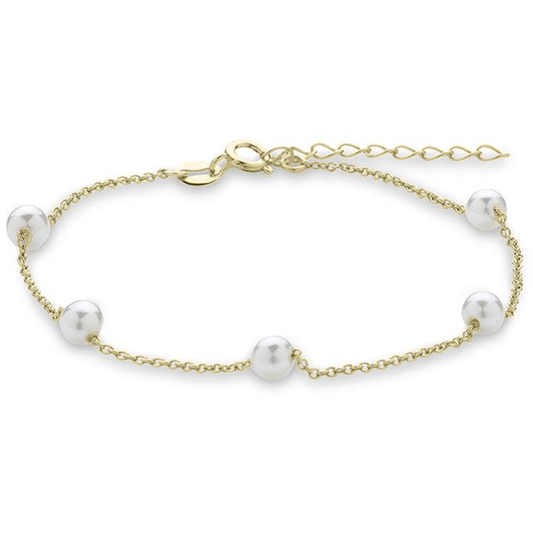Gouden armabnd met Parels VGB013 17 - 3 cm
