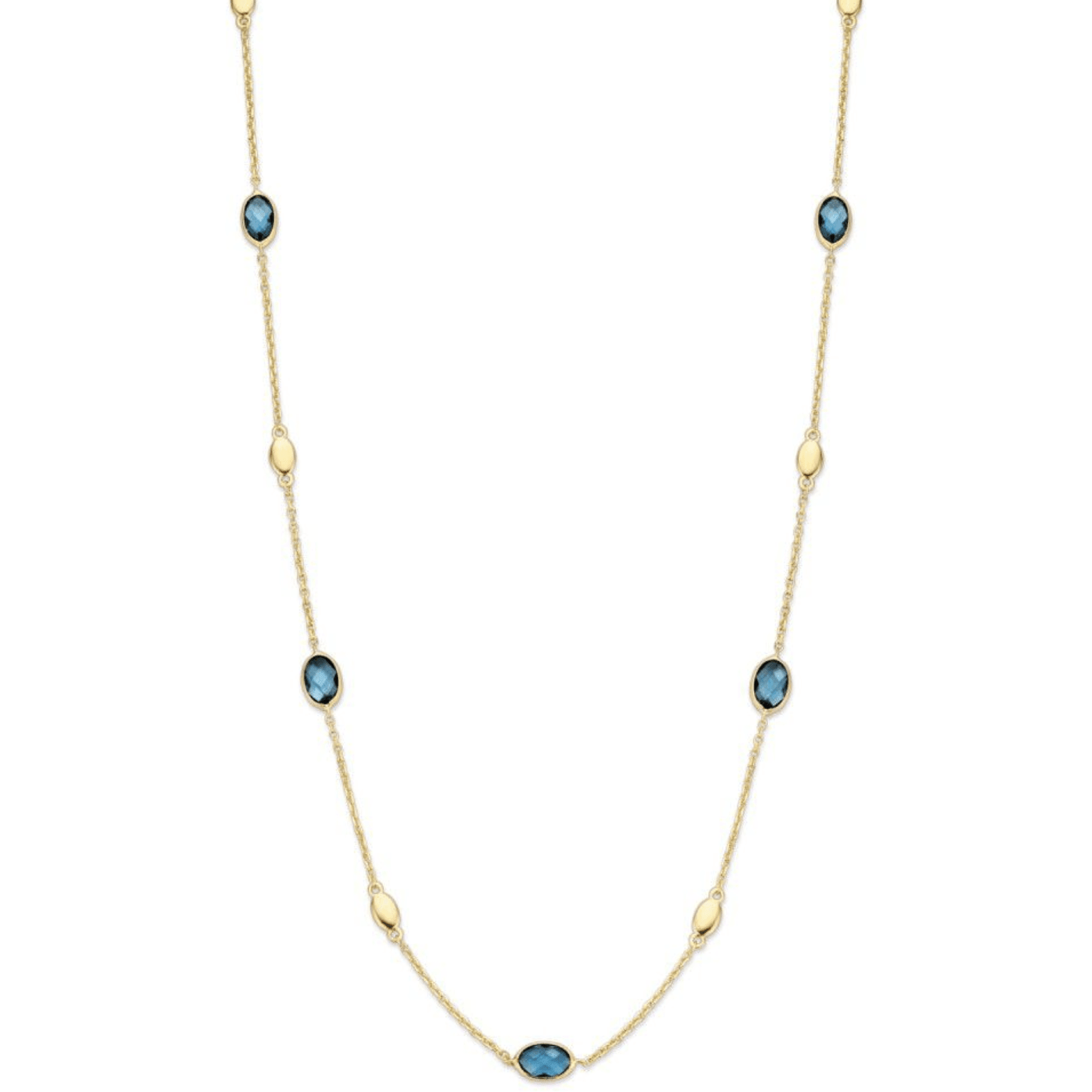 Ketting geelgoud london blue topaas 45cm CW136447