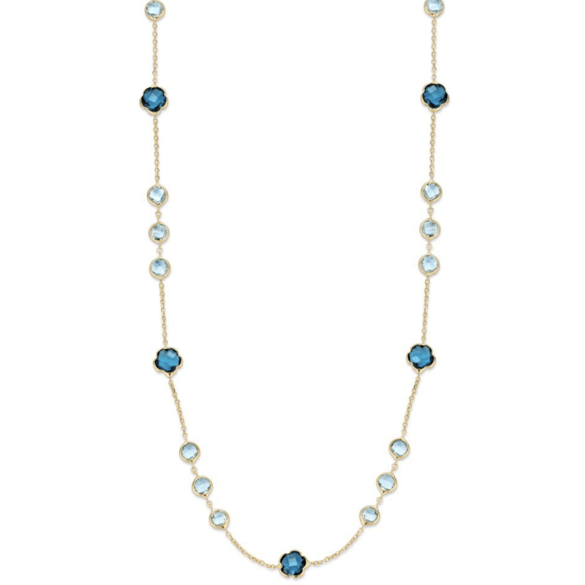 Ketting geelgoud topaas/london blue topaas 45cm CW136442