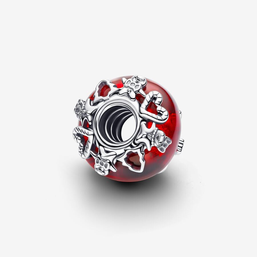 Pandora Bedel Rood Muranglas met Kerstmagie 793597C00