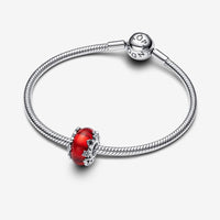 Pandora Bedel Rood Muranglas met Kerstmagie 793597C00