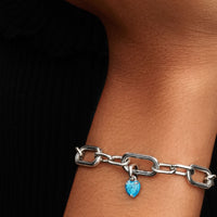 Pandora Bedel Turkoois Hart 793827C01 - Juwelier van Dam