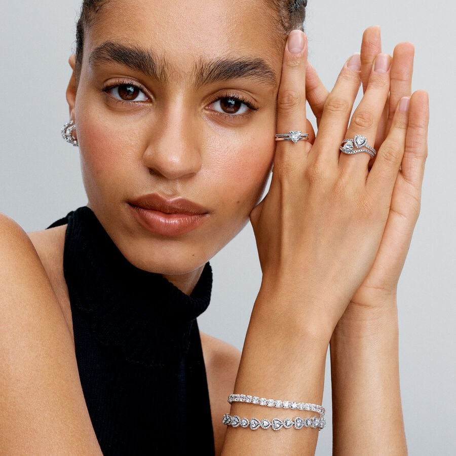 Pandora Dubbele Band Ring Met Hart 193100C01 - 52