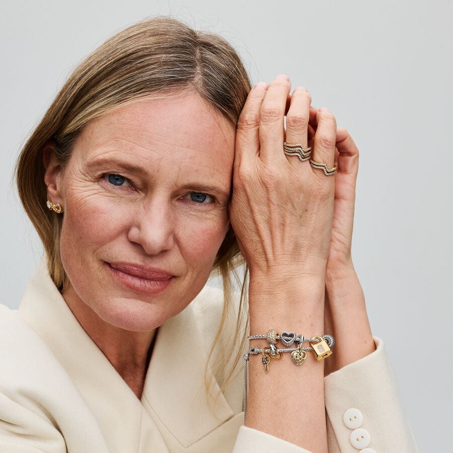 Pandora Dubbele Bedel Graveerbaar met Diamant 763237C01