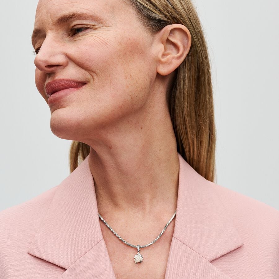 Pandora Dubbele Bedel Witte Roos in Bloei 793200C01