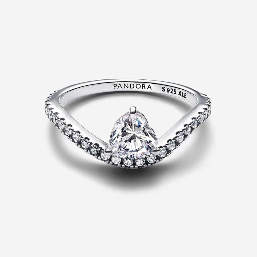 Pandora Golvend Pavé Hart Ring 193661C01 - 52
