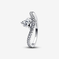 Pandora Golvend Pavé Hart Ring 193661C01 - 52