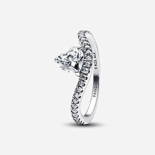 Pandora Golvend Pavé Hart Ring 193661C01 - 52