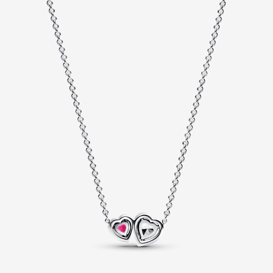 Pandora Halo Harten Ketting met Hanger 393632C01 - 45