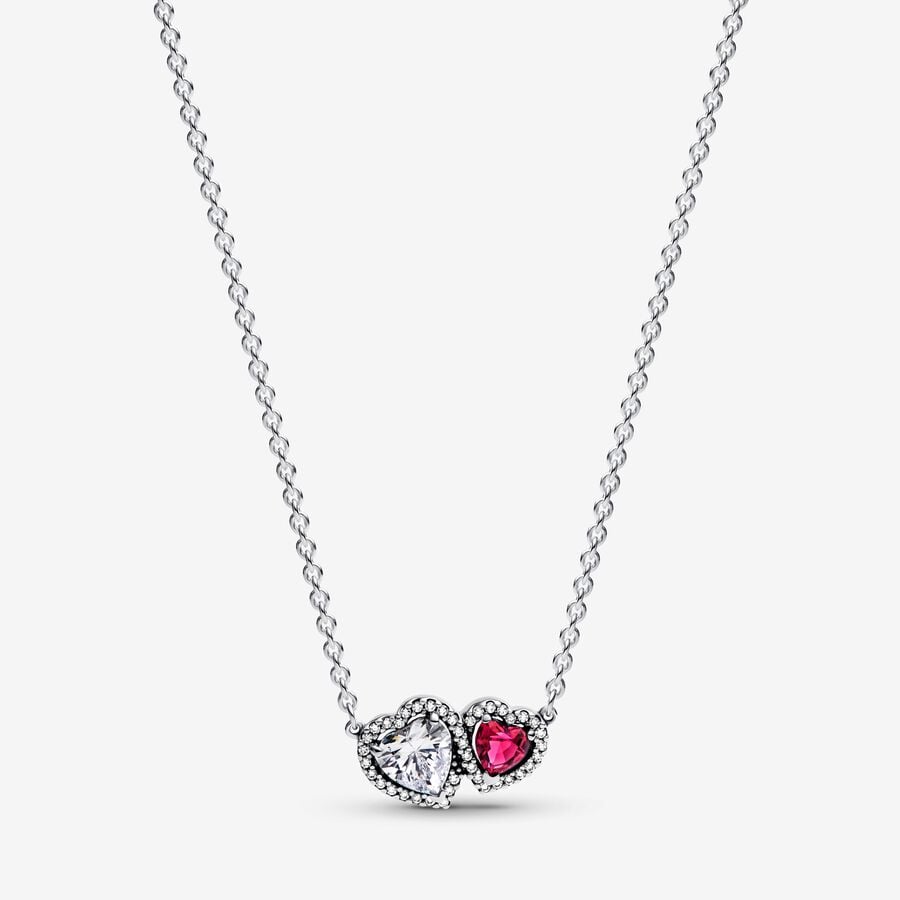 Pandora Halo Harten Ketting met Hanger 393632C01 - 45