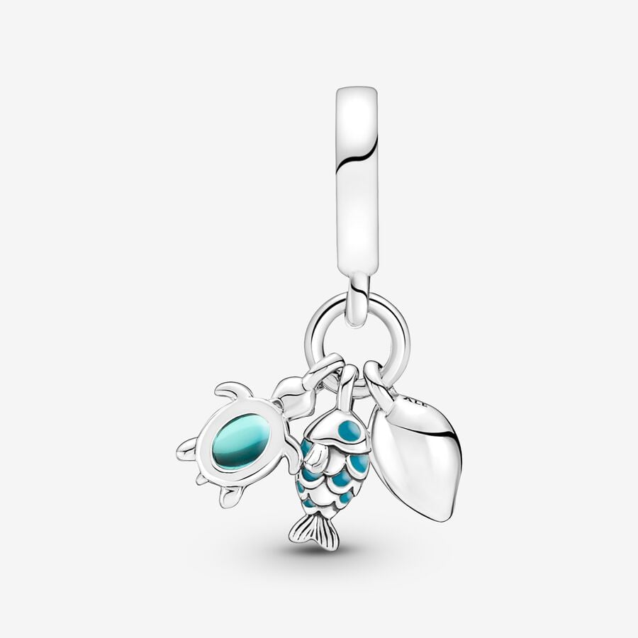 Pandora Moments Driedubbele Bedel Vis, Zeeschilpad en Schelp 791697C01