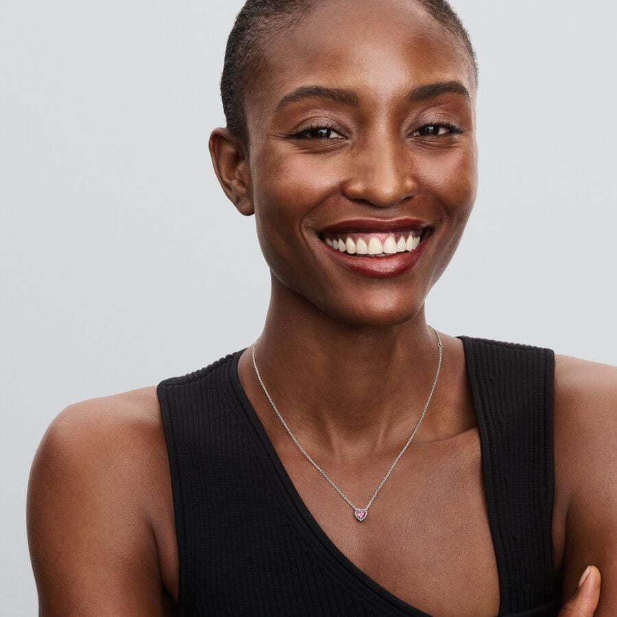 Pandora Roze Hart Ketting 398425C02 - 45