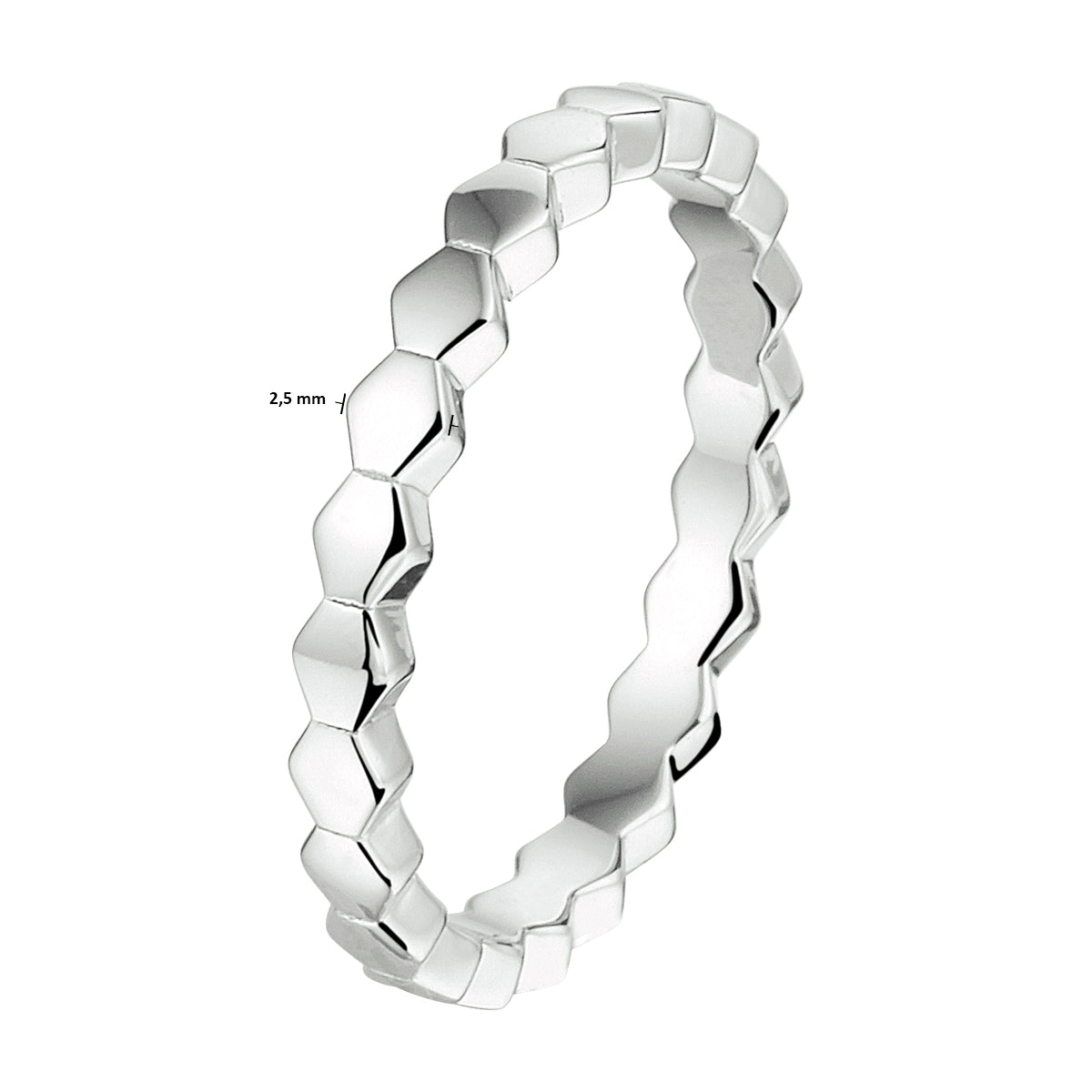 vDam Aanschuifring Zeshoek Zilver Gerhodineerd 1333106 Maat 18½