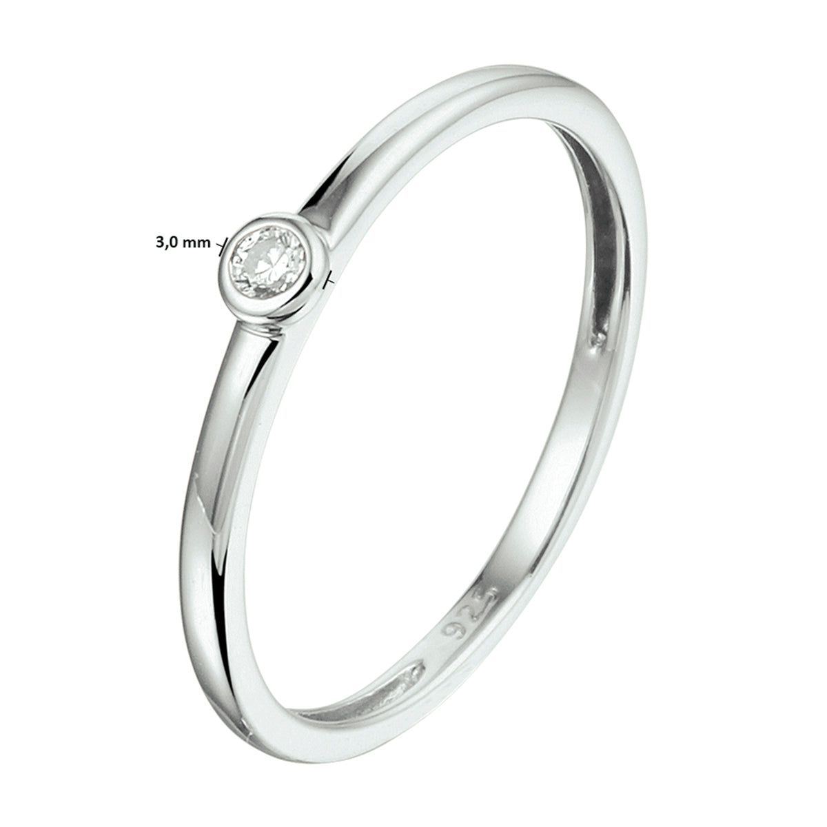 vDam Aanschuifring Zirkonia Zilver Gerhodineerd 1332289 Maat 16½