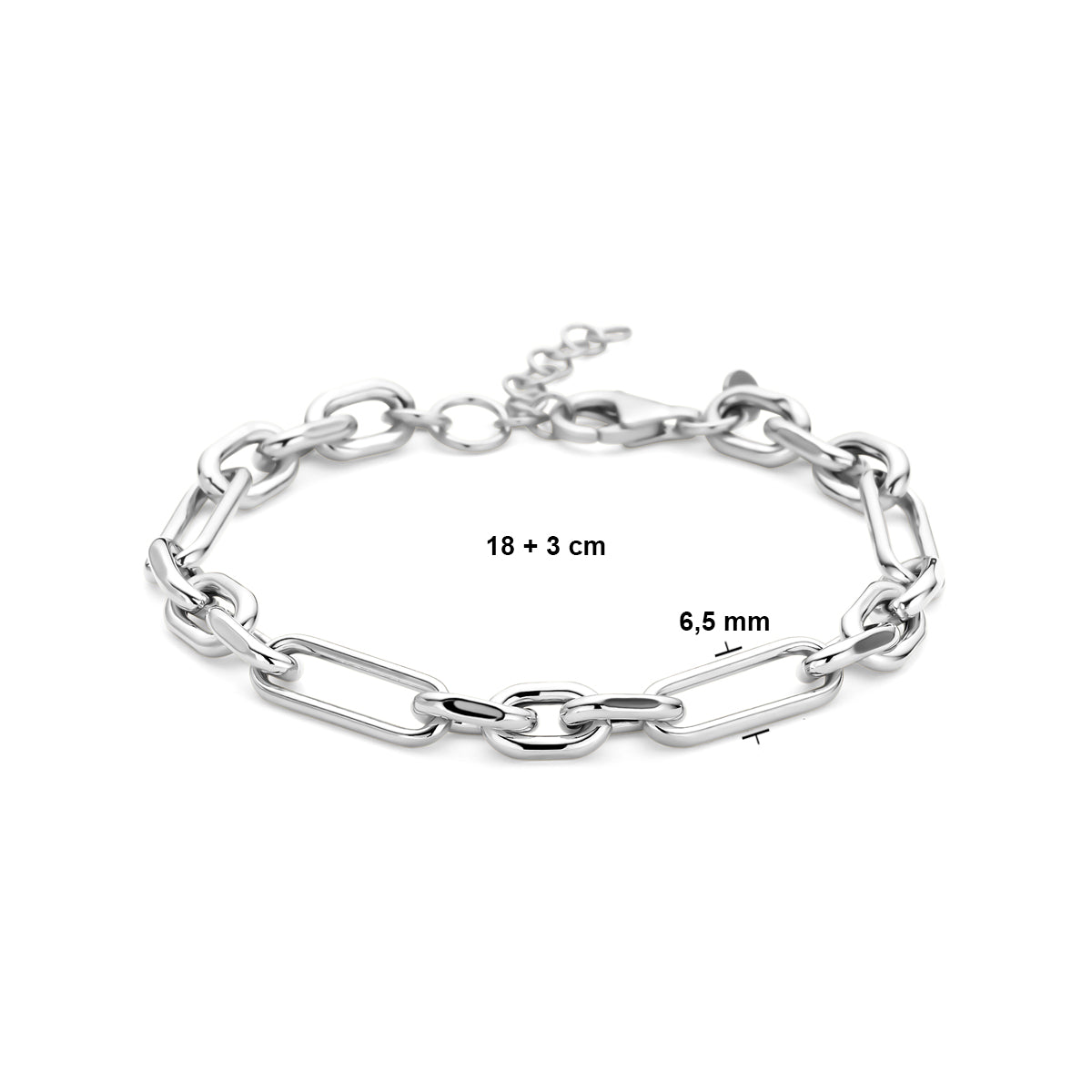 vDam Armband Anker 6,5 Mm 18cm + 3 Cm Zilver Gerhodineerd 1339117  18cm