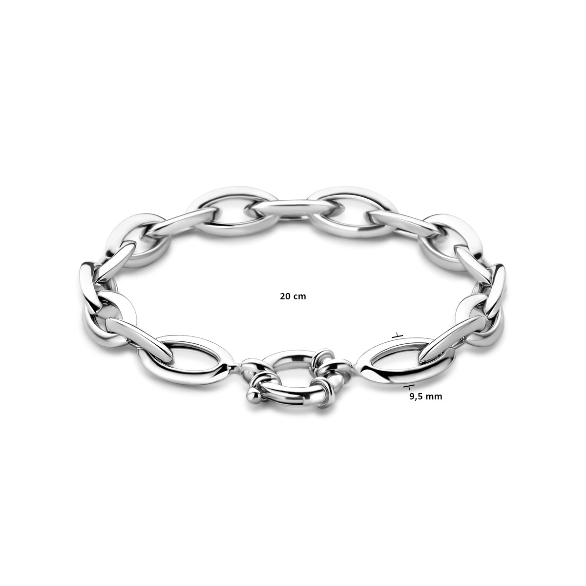 vDam Armband Anker 9,5 Mm 20cm Cm Met Groot Springslot Zilver Gerhodineerd 1340009  20cm