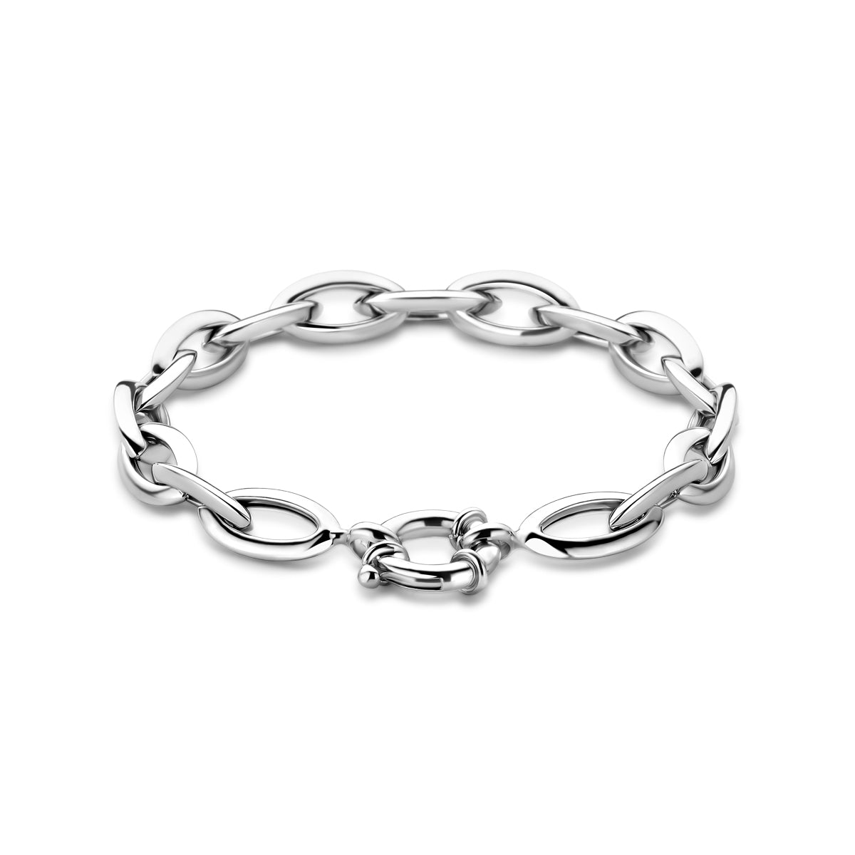 vDam Armband Anker 9,5 Mm 20 Cm Met Groot Springslot Zilver Gerhodineerd 1340009