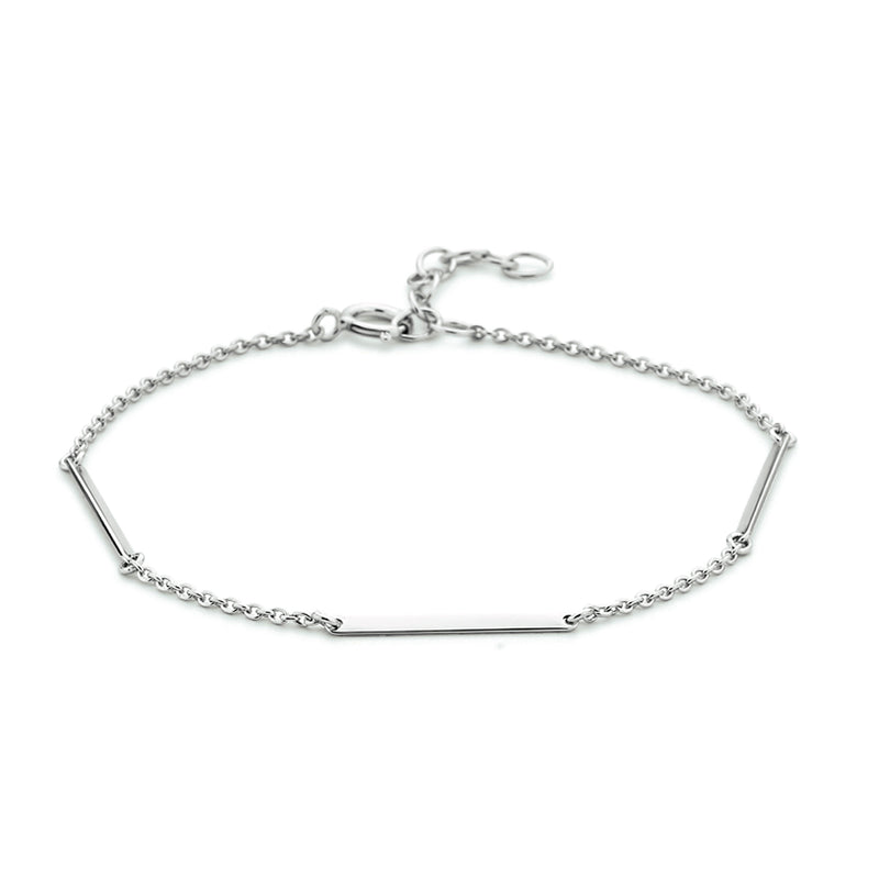 vDam Armband Balkjes 1,6 Mm 15,5 + 2,5 Mm Zilver Gerhodineerd 1333676