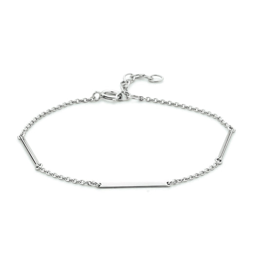 vDam Armband Balkjes 1,6 Mm 15,5 + 2,5 Mm Zilver Gerhodineerd 1333676